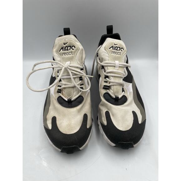 Nike Air Max 270 React Men Size 10 Black/White/ Pewter Gray Athletic Shoes - Picture 1 of 10